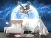 3D Moon Night Sea Pegasus Wall Mural Wallpaper LQH 134- Jess Art Decoration