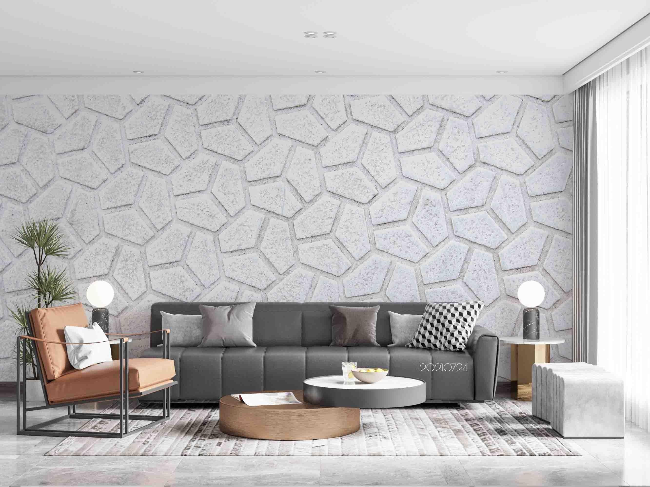 3D White Relief Geometry Hexagonal Wall Mural Wallpaper SWW3624- Jess Art Decoration