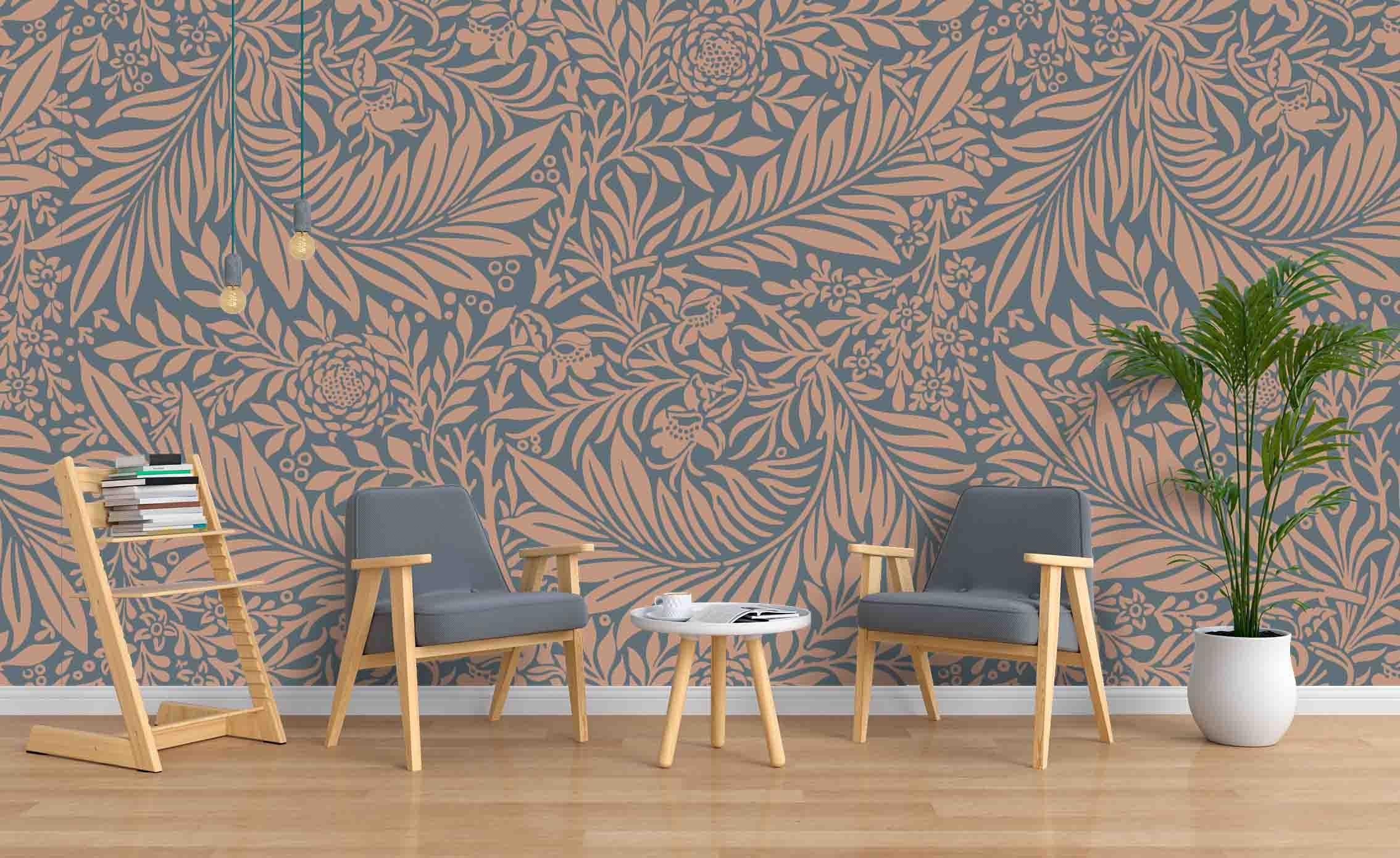3D Brown Floral Leaves Wall Mural Wallpaper A151 LQH- Jess Art Decoration