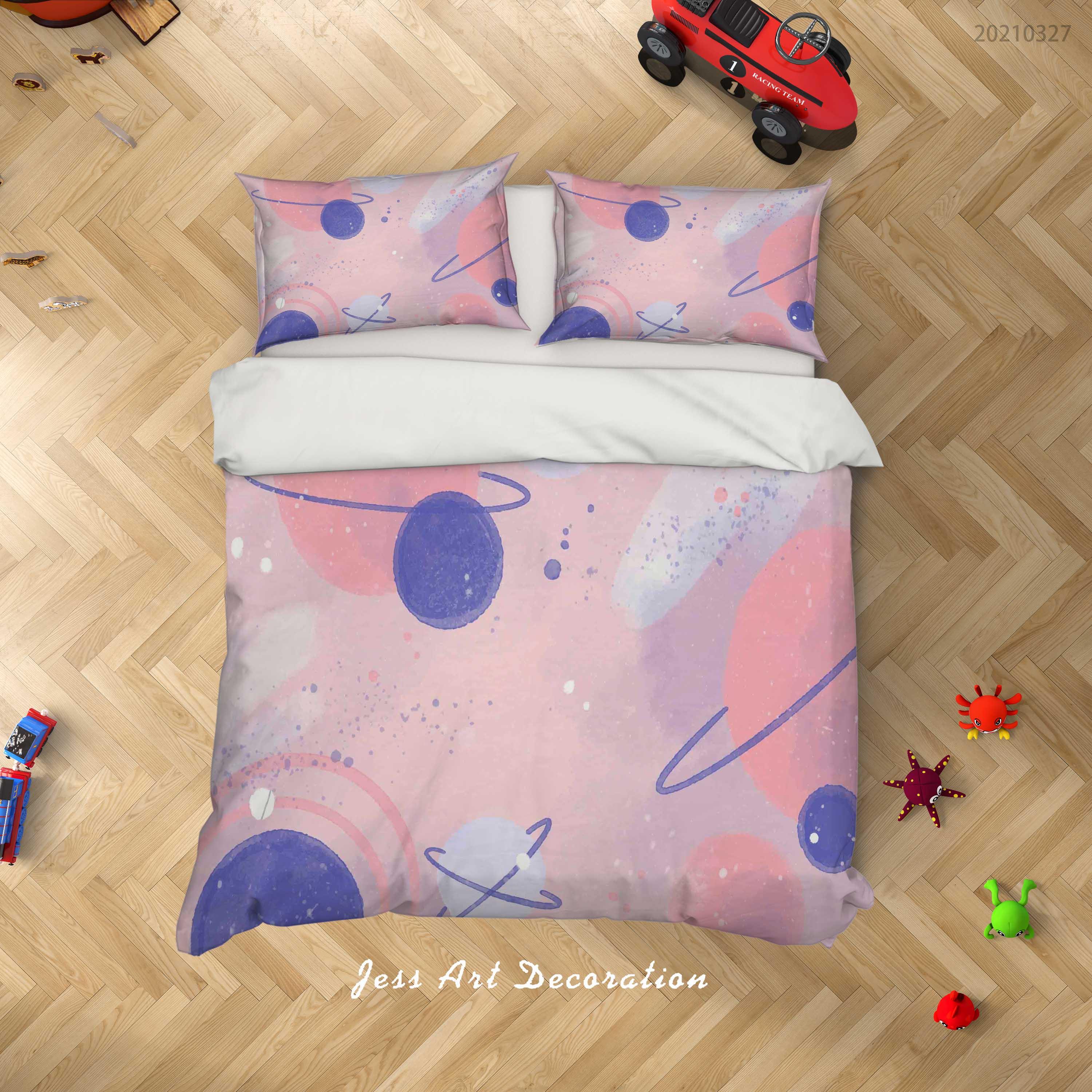 3D Watercolor Space Planet Quilt Cover Set Bedding Set Duvet Cover Pillowcases 36- Jess Art Decoration