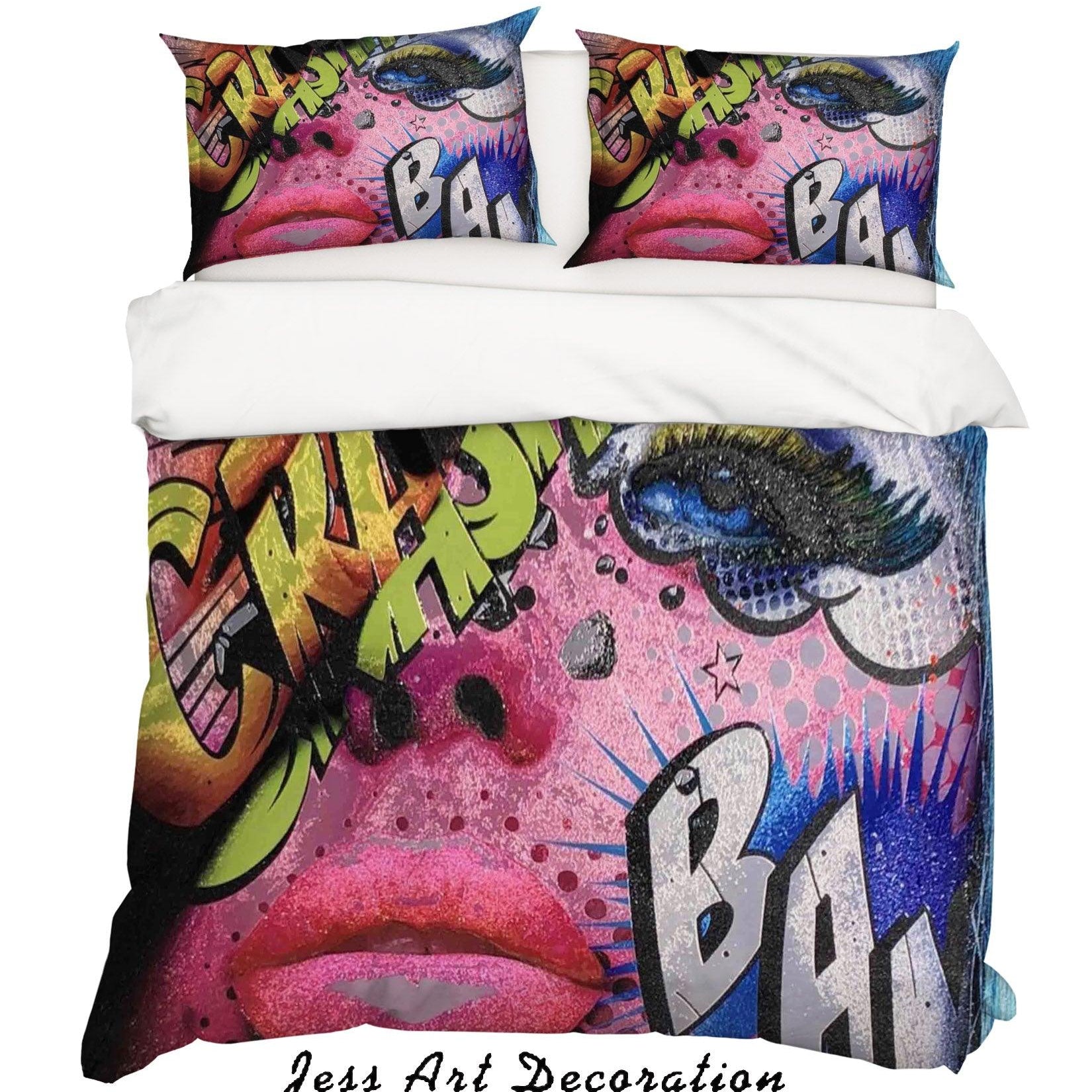 3D Abstract Colorful Rock Figure Girl Quilt Cover Set Bedding Set Duvet Cover Pillowcases LXL- Jess Art Decoration