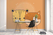 3D cartoon orange fox tiger wall mural wallpaper 62- Jess Art Decoration