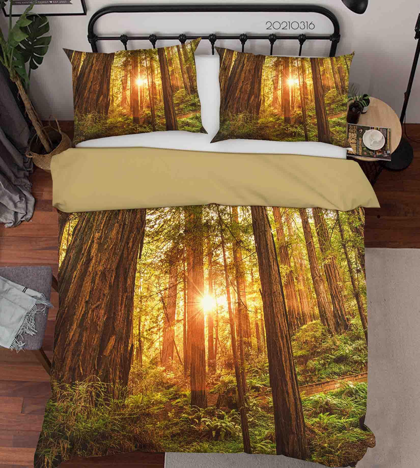 3D Sunshine Forest Landscape Quilt Cover Set Bedding Set Duvet Cover Pillowcases 140- Jess Art Decoration