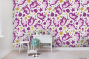 3D Cartoon Animal Purple Shark Wall Mural Wallpaper LQH 229- Jess Art Decoration