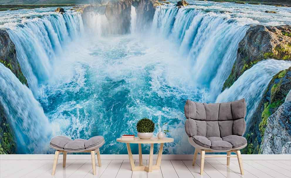 3D Blue Waterfall Wall Mural Wallpaper 147- Jess Art Decoration