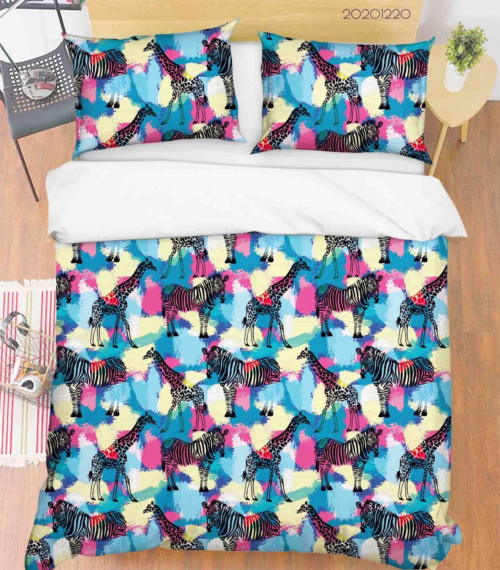 3D Hand Drawn Animal Zebra Color Quilt Cover Set Bedding Set Duvet Cover Pillowcases 107- Jess Art Decoration