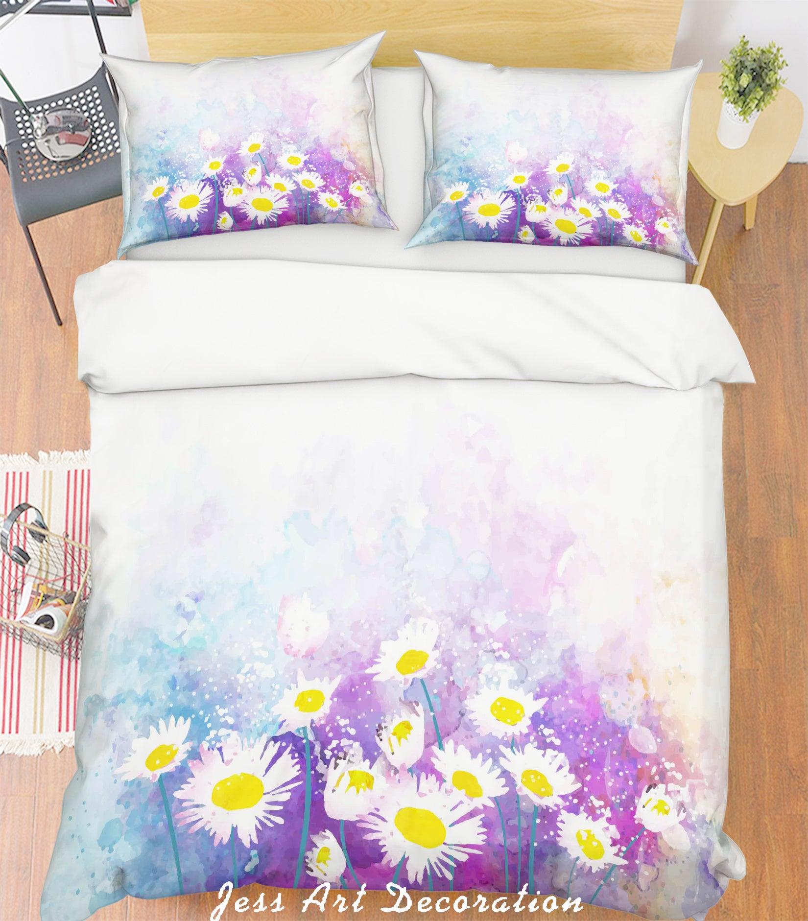 3D Purple White Floral Quilt Cover Set Bedding Set Pillowcases 32- Jess Art Decoration