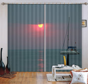 3D Yacht Ocean Golden Sun Red Sky Curtains and Drapes GD 1012- Jess Art Decoration