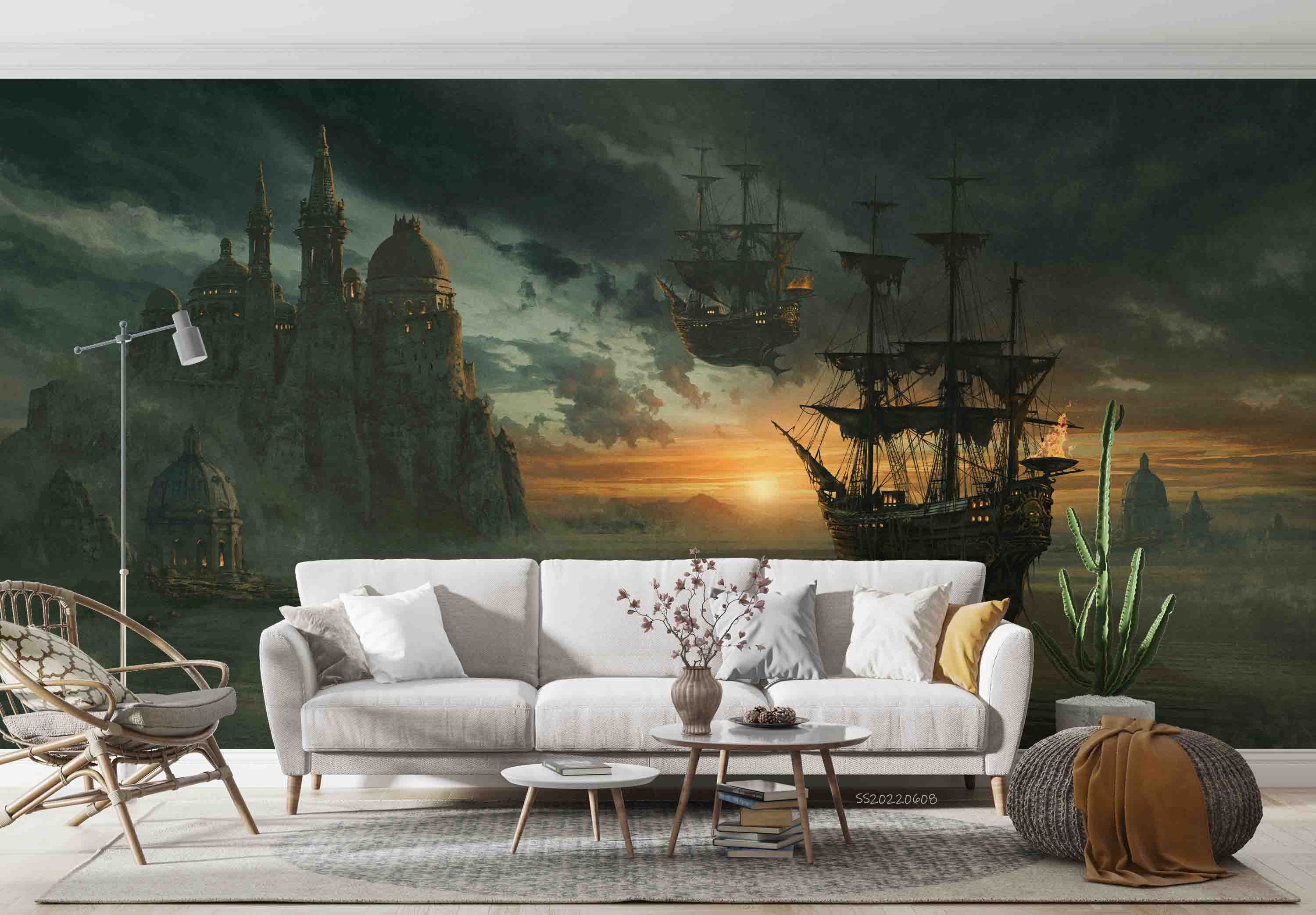 3D Fantasy Airship Landscape Wall Mural Wallpaper GD 400- Jess Art Decoration
