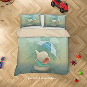 3D Cartoon Elephant Umbrella Quilt Cover Set Bedding Set Duvet Cover Pillowcases SF27- Jess Art Decoration
