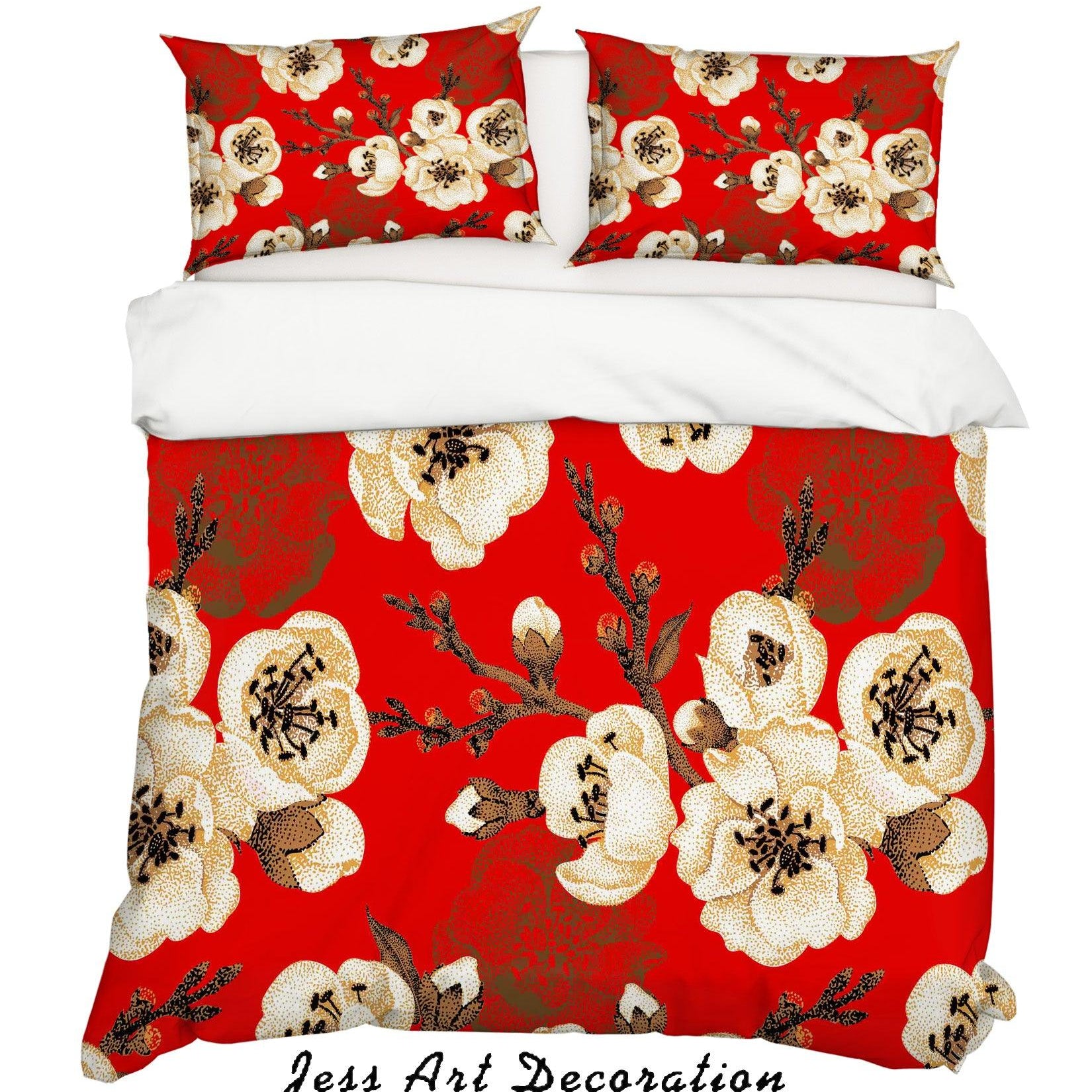 3D White Floral Quilt Cover Set Bedding Set Pillowcases 10- Jess Art Decoration