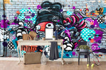 3D Brick Wall Cartoon Robot Graffiti Wall Mural Wallpaper 191- Jess Art Decoration