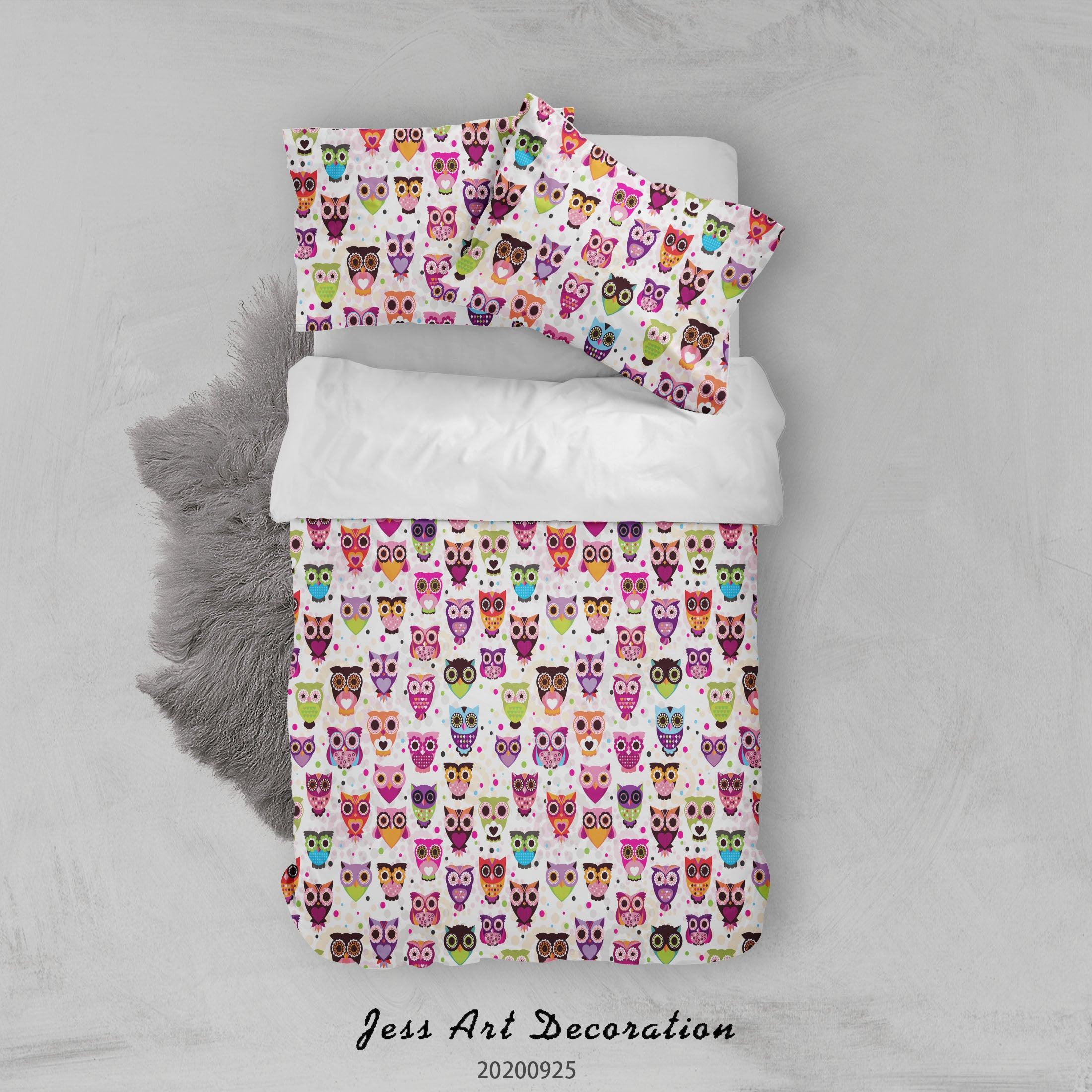 3D Cartoon Animal Owl Pattern Quilt Cover Set Bedding Set Duvet Cover Pillowcases WJ 6450- Jess Art Decoration