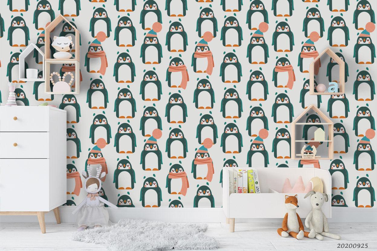 Cartoon Scarf Penguin Animal Wall Mural Wallpaper LXL- Jess Art Decoration