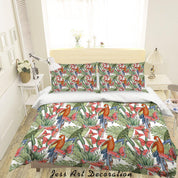 3D Leaves Birds Butterfly Pattern Quilt Cover Set Bedding Set Duvet Cover Pillowcases WJ 1351- Jess Art Decoration