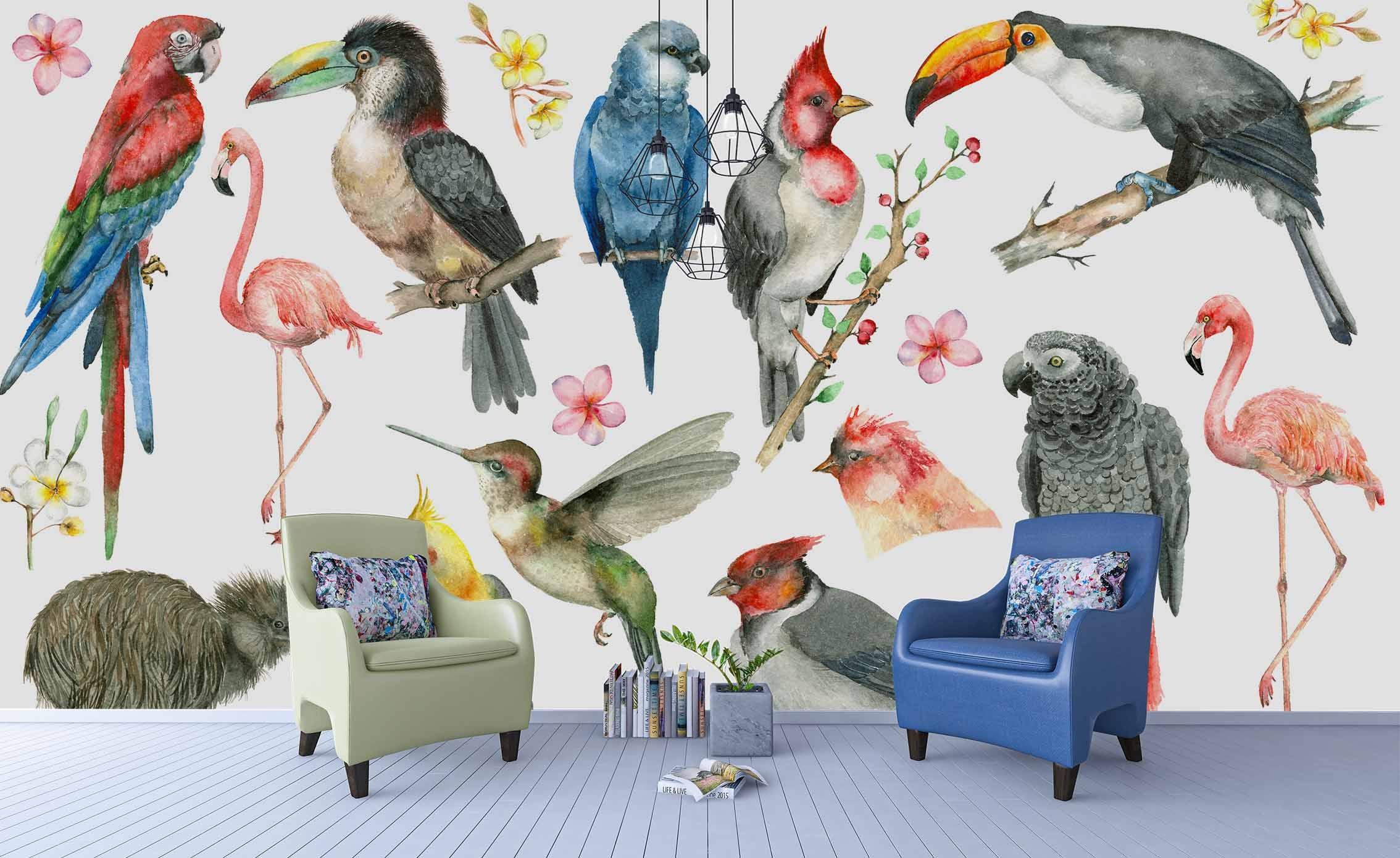 3D Tropical Colored Bird Wall Mural Wallpaper 21 LQH- Jess Art Decoration