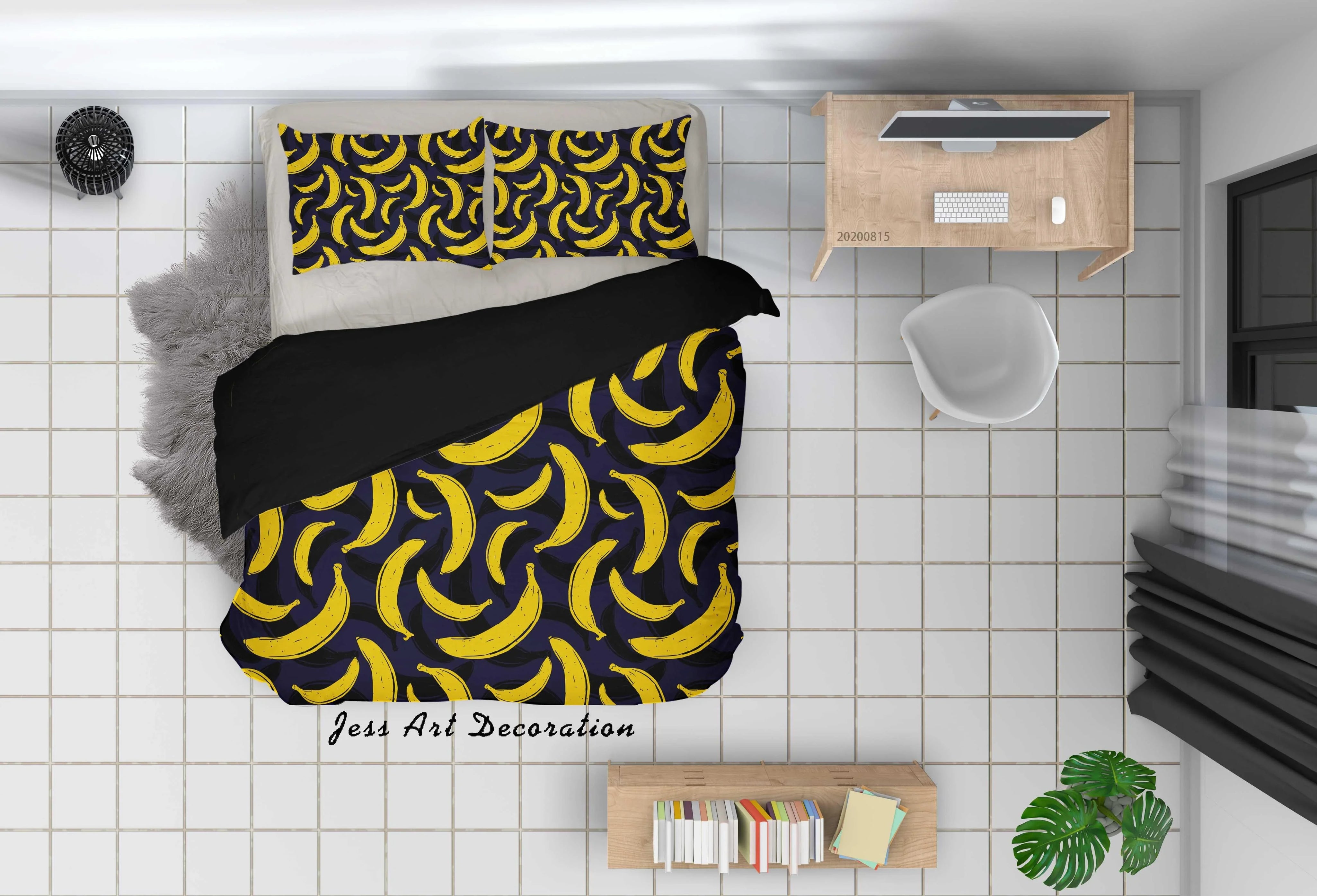 3D Banana Fruity Black Quilt Cover Set Bedding Set Duvet Cover Pillowcases LXL- Jess Art Decoration
