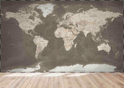 3D Grey World Map Wall Mural Wallpaper LQH 626- Jess Art Decoration