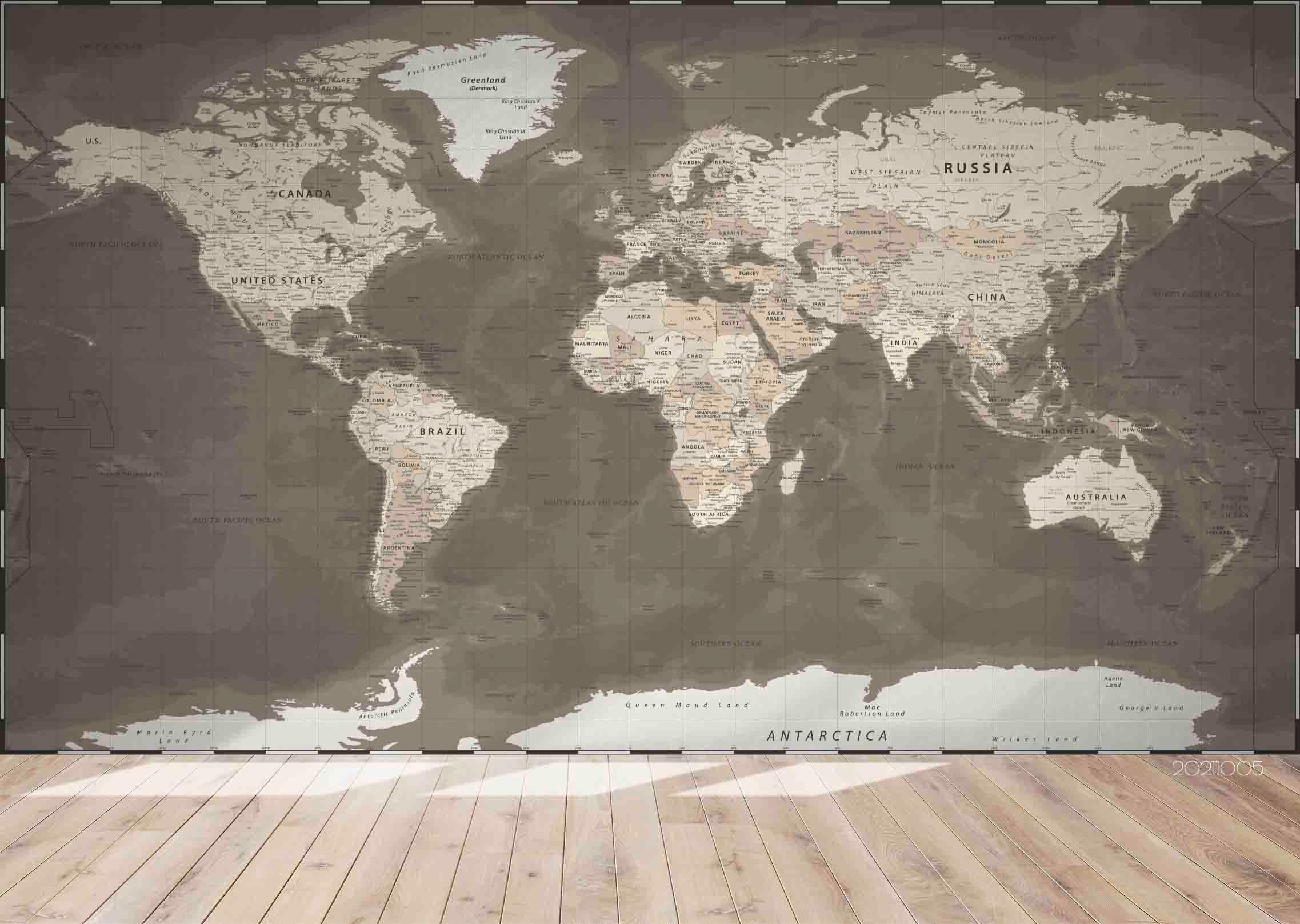 3D Grey World Map Wall Mural Wallpaper LQH 626- Jess Art Decoration