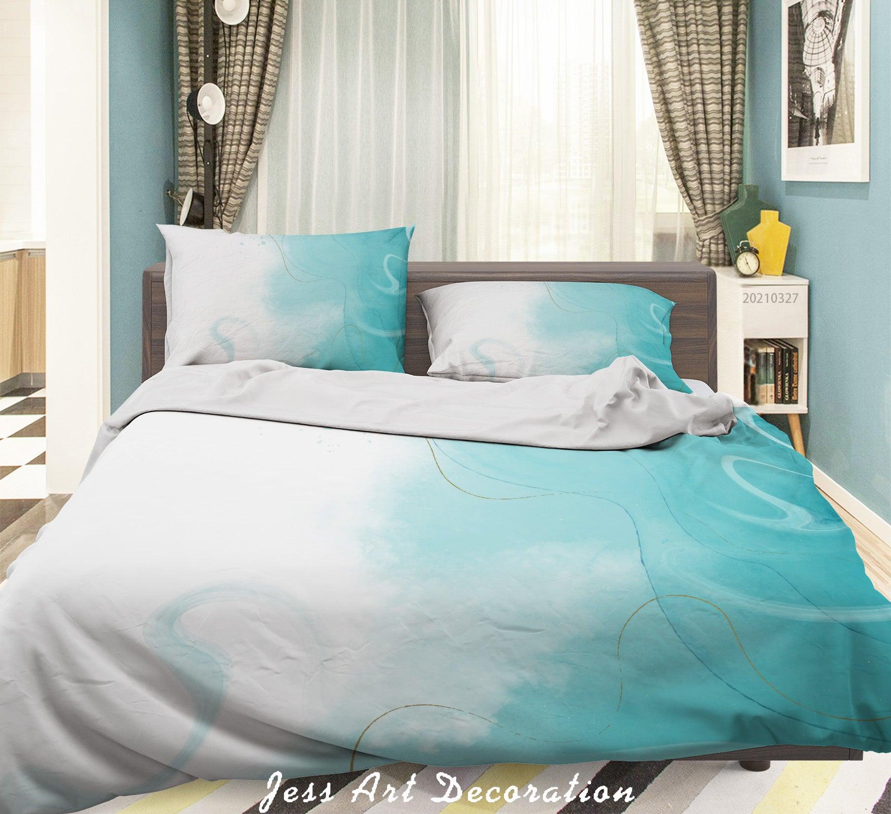 3D Watercolor Blue Marble Quilt Cover Set Bedding Set Duvet Cover Pillowcases 30- Jess Art Decoration