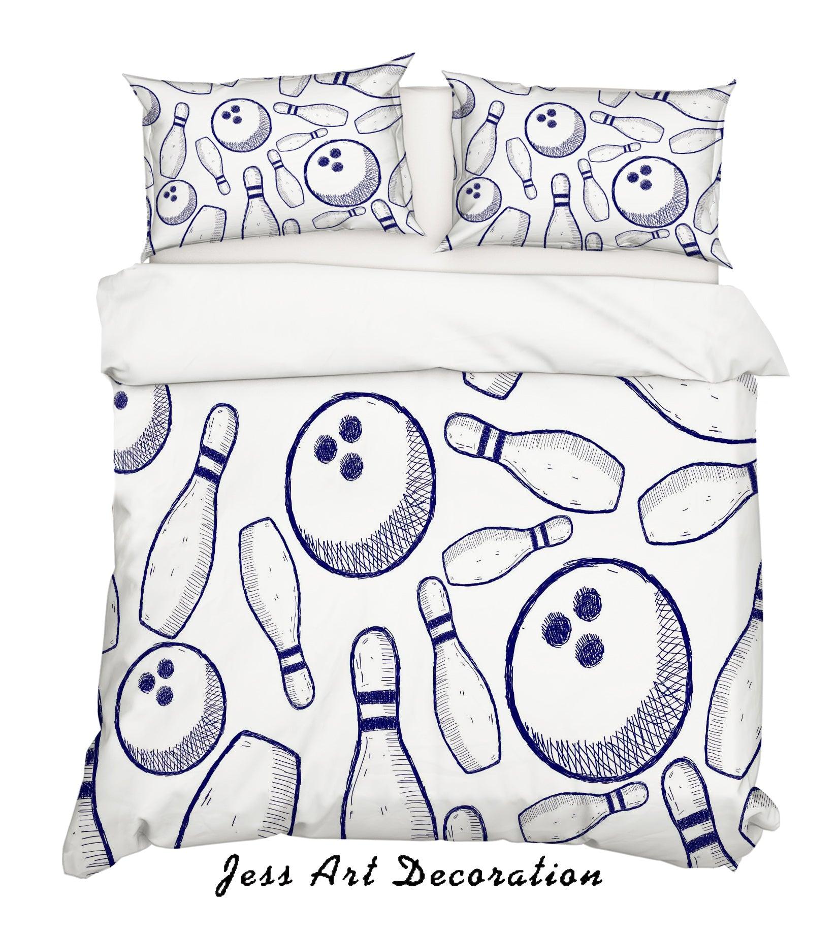 3D White Bowling Quilt Cover Set Bedding Set Pillowcases 18- Jess Art Decoration