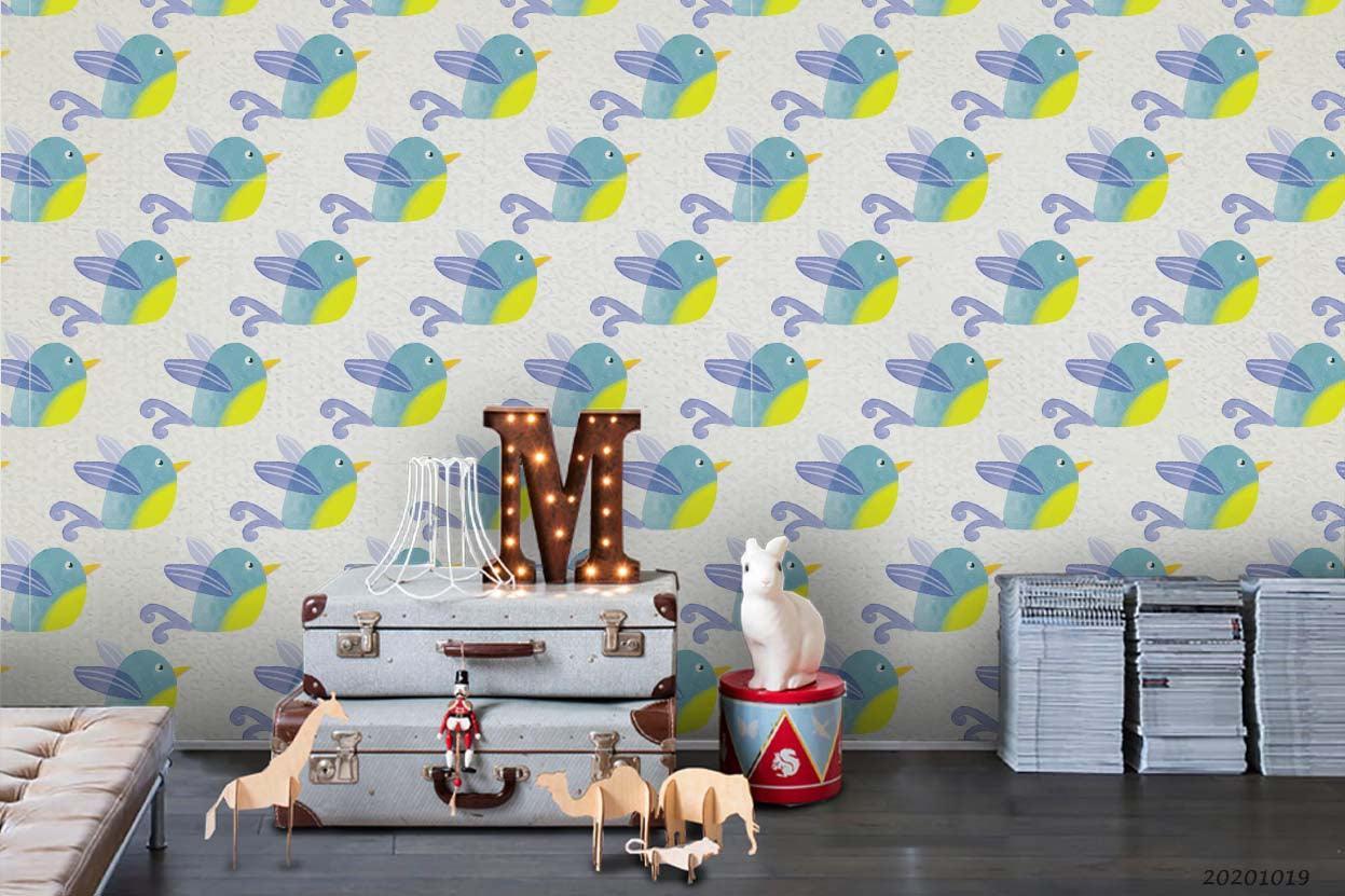 3D Hand Drawn Leaves Flower Animal Pattern Wall Mural Wallpaper WJ 9422- Jess Art Decoration