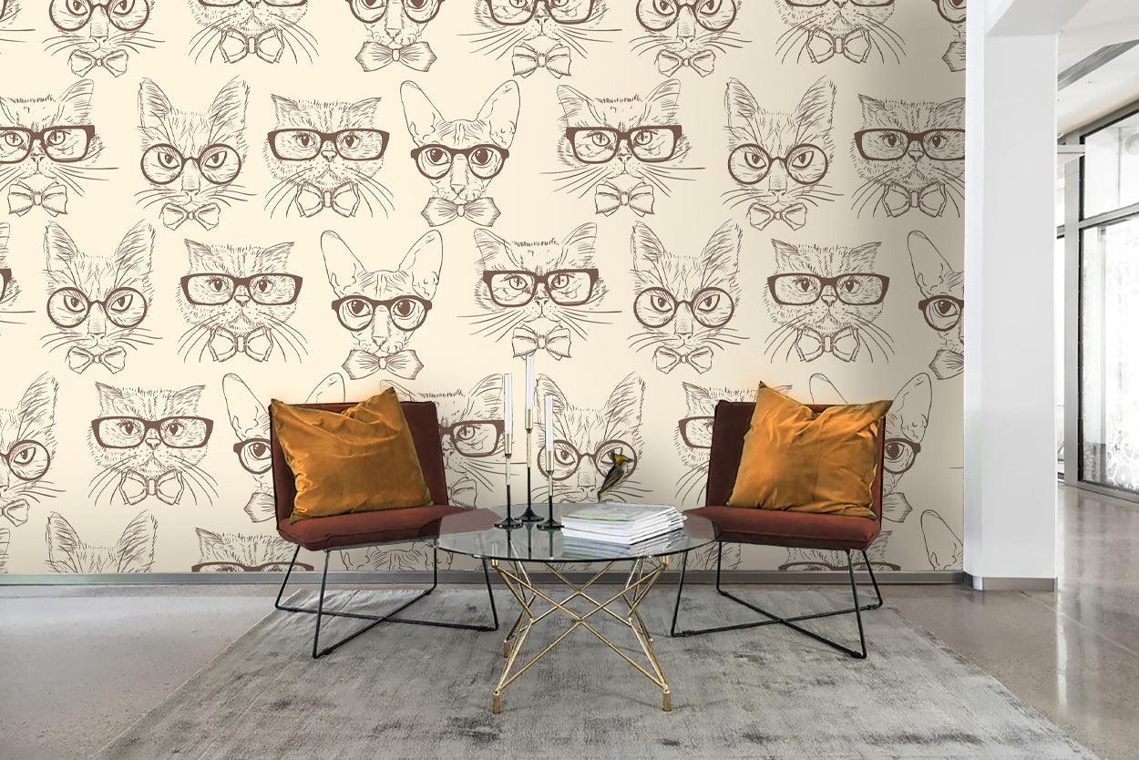3D Cat Kitty Dog Glasses Wall Mural Wallpaper 56- Jess Art Decoration