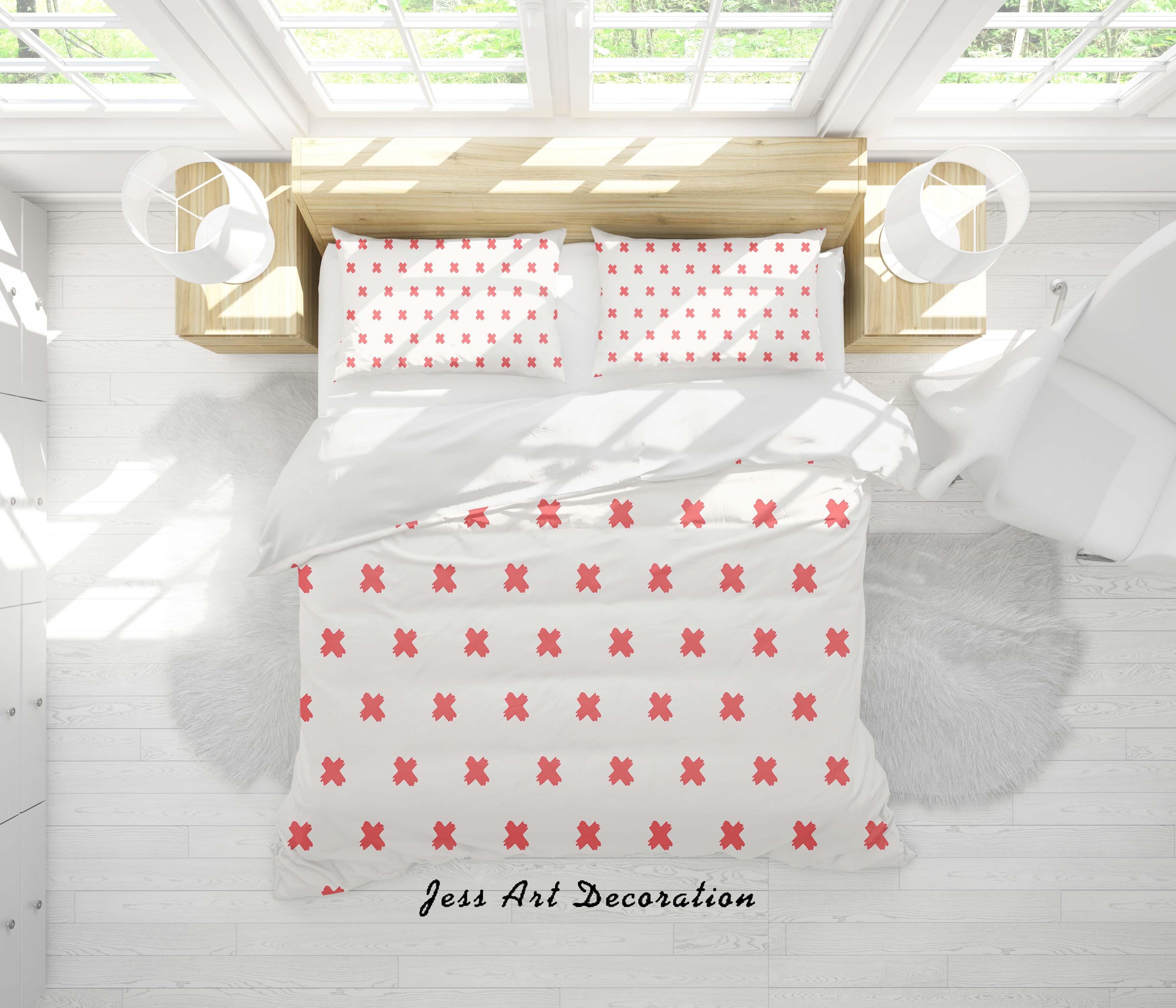 3D White Red Multiplication Sign Quilt Cover Set Bedding Set Duvet Cover Pillowcases SF36- Jess Art Decoration