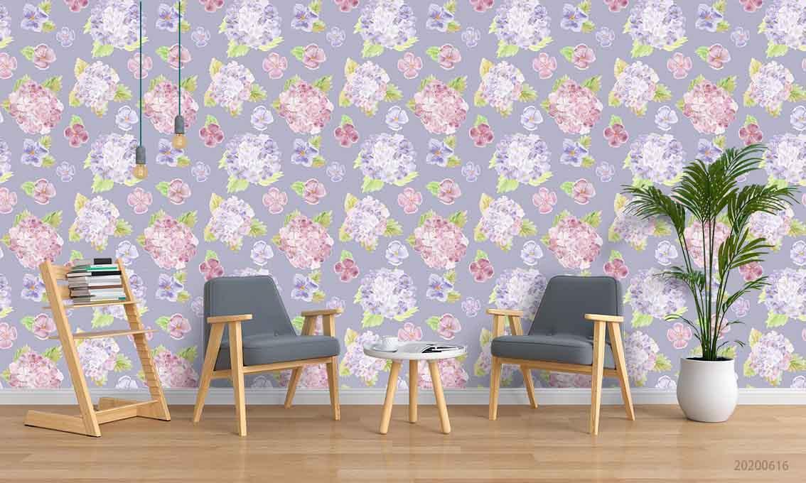 3D Hand Sketching Purple Floral Pattern Wall Mural Wallpaper LXL 126- Jess Art Decoration