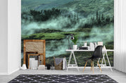 3D Green Hill Forest Grass Fog Wall Mural Wallpaper SF66- Jess Art Decoration