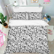 3D Cartoon Monsters Graffiti Quilt Cover Set Bedding Set Duvet Cover Pillowcases 92- Jess Art Decoration