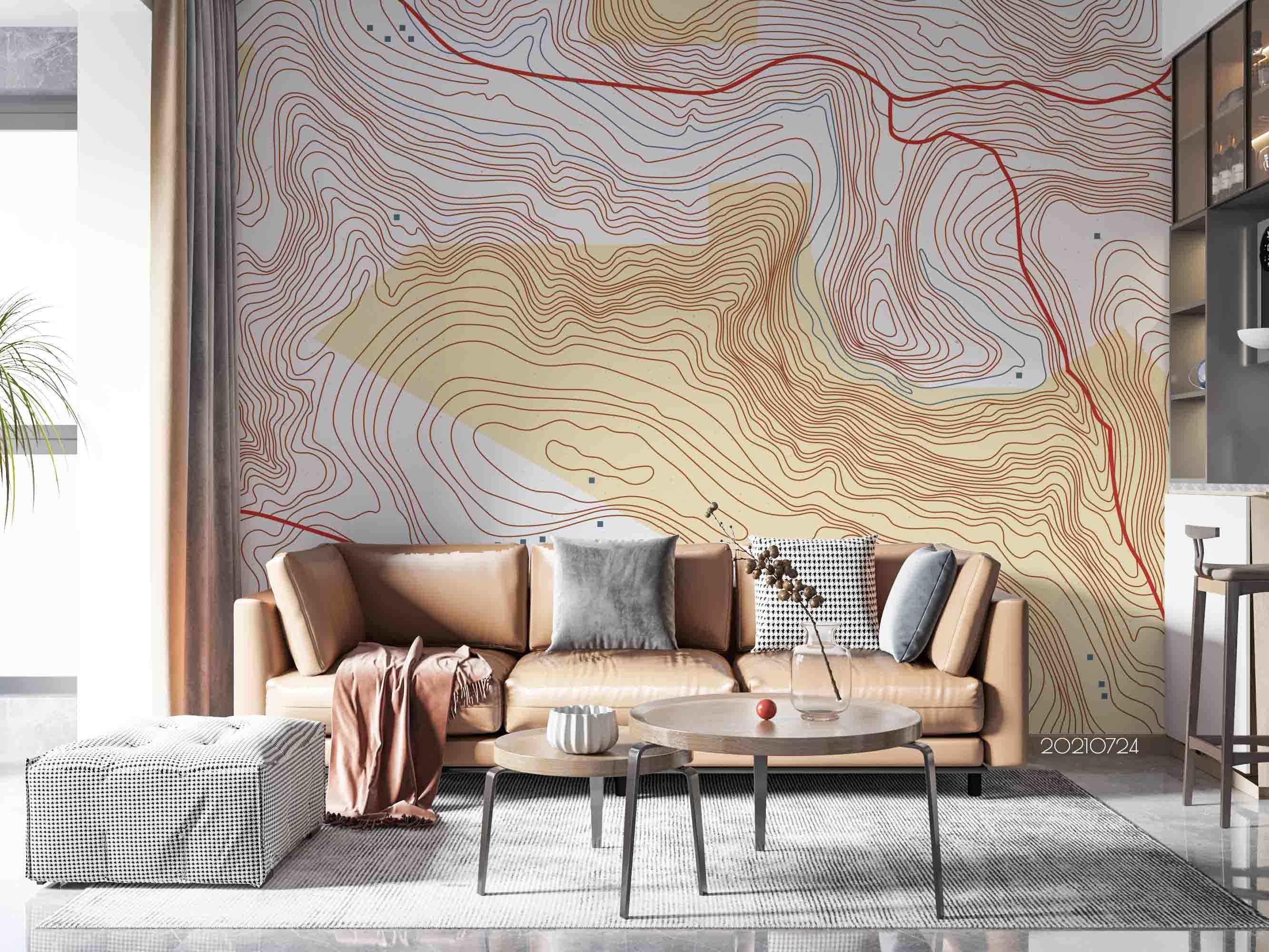 3D Topographic Map Interesting Wall Mural Wallpaper SWW3641- Jess Art Decoration