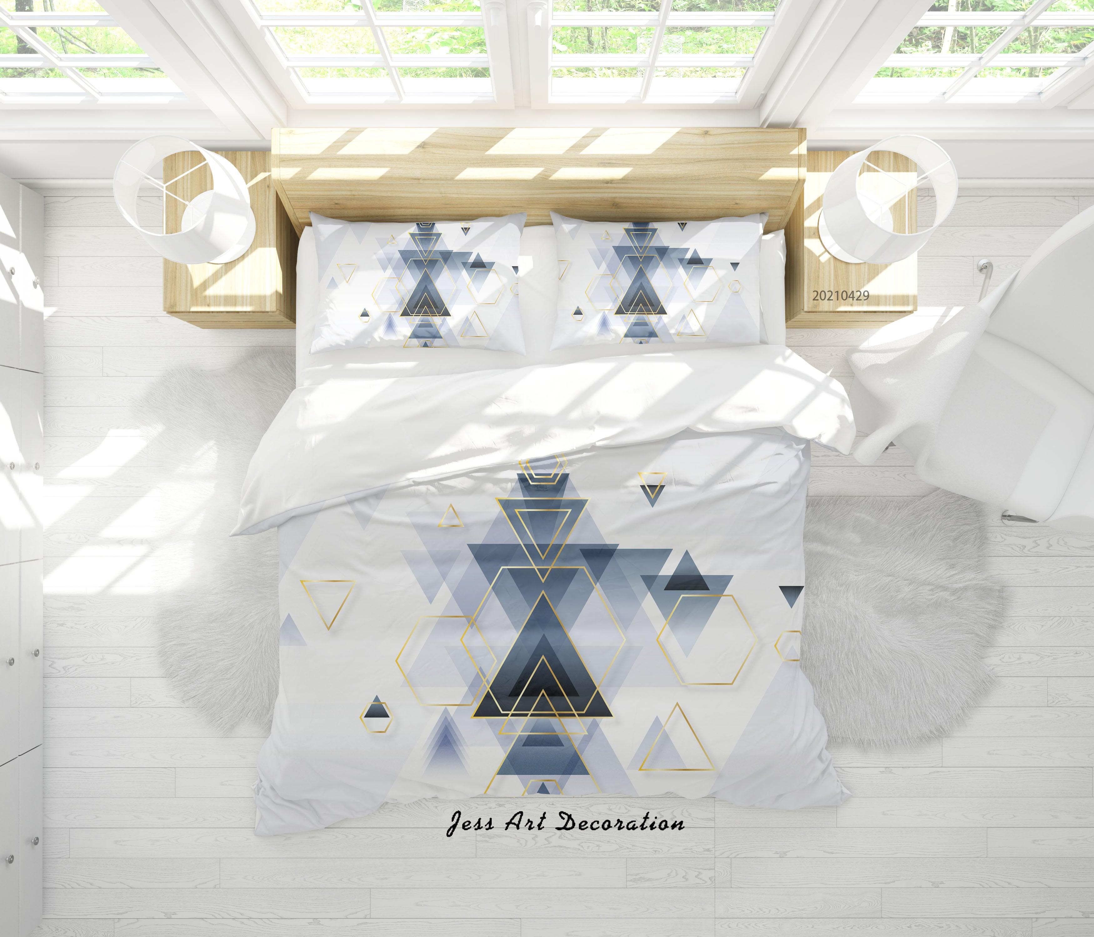 3D Abstract Geometry Triangle Quilt Cover Set Bedding Set Duvet Cover Pillowcases 198- Jess Art Decoration