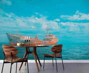 3D Blue Sea Old Boat Wall Mural Wallpa  47- Jess Art Decoration