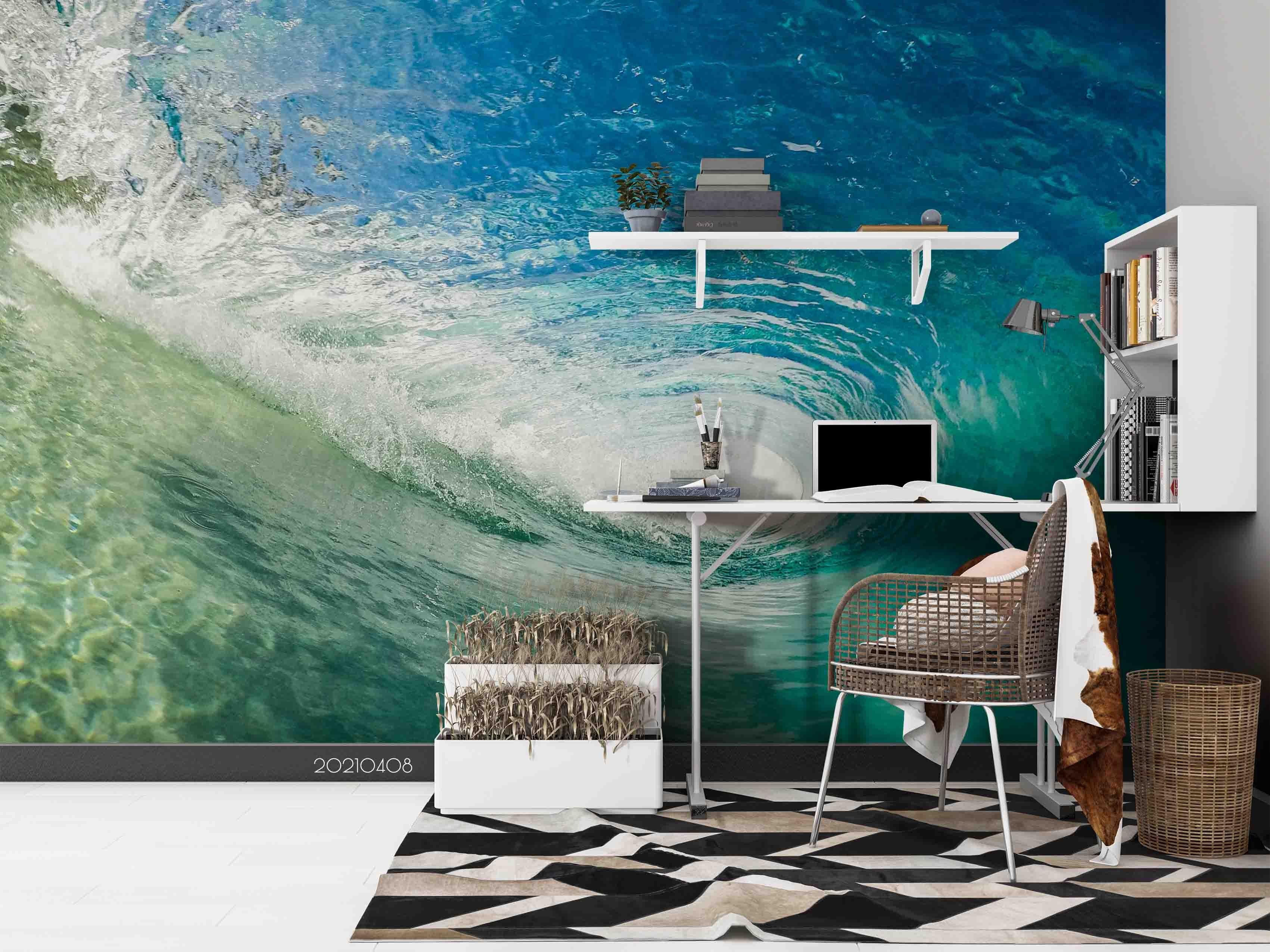 3D Sea Wave Landscape Wall Mural Wallpaper LQH 586- Jess Art Decoration