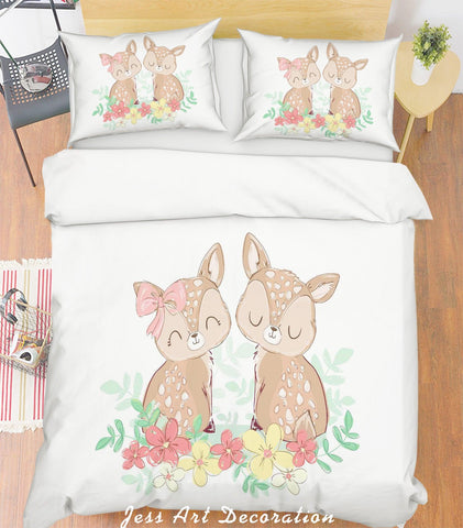 3D Cartoon Fawn Quilt Cover Set Bedding Set Pillowcases  3- Jess Art Decoration