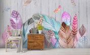 3D Watercolor Feathers Board Wall Mural Wallpaper 219- Jess Art Decoration