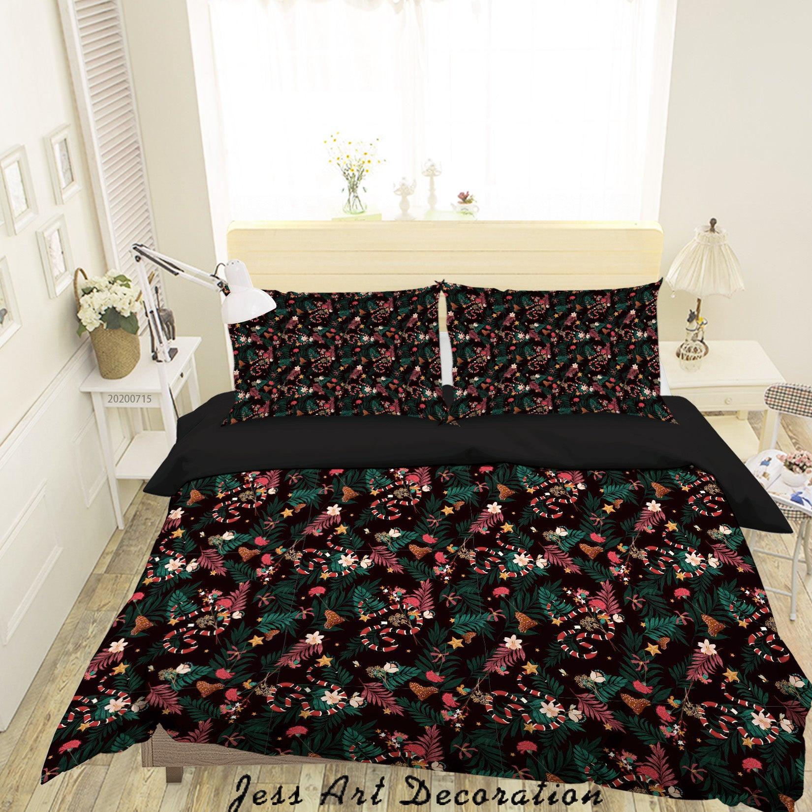 3D Abstract Colourful Floral Leaves Butterfly Pattern Quilt Cover Set Bedding Set Duvet Cover Pillowcases WJ 3802- Jess Art Decoration