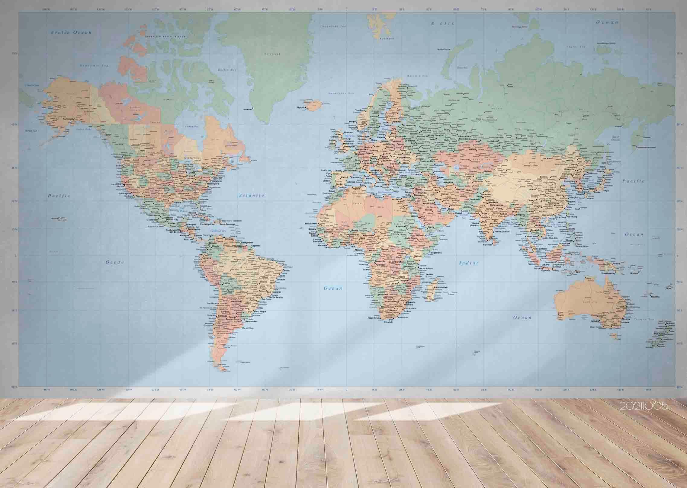 3D Blue World Map Wall Mural Wallpaper LQH 614- Jess Art Decoration