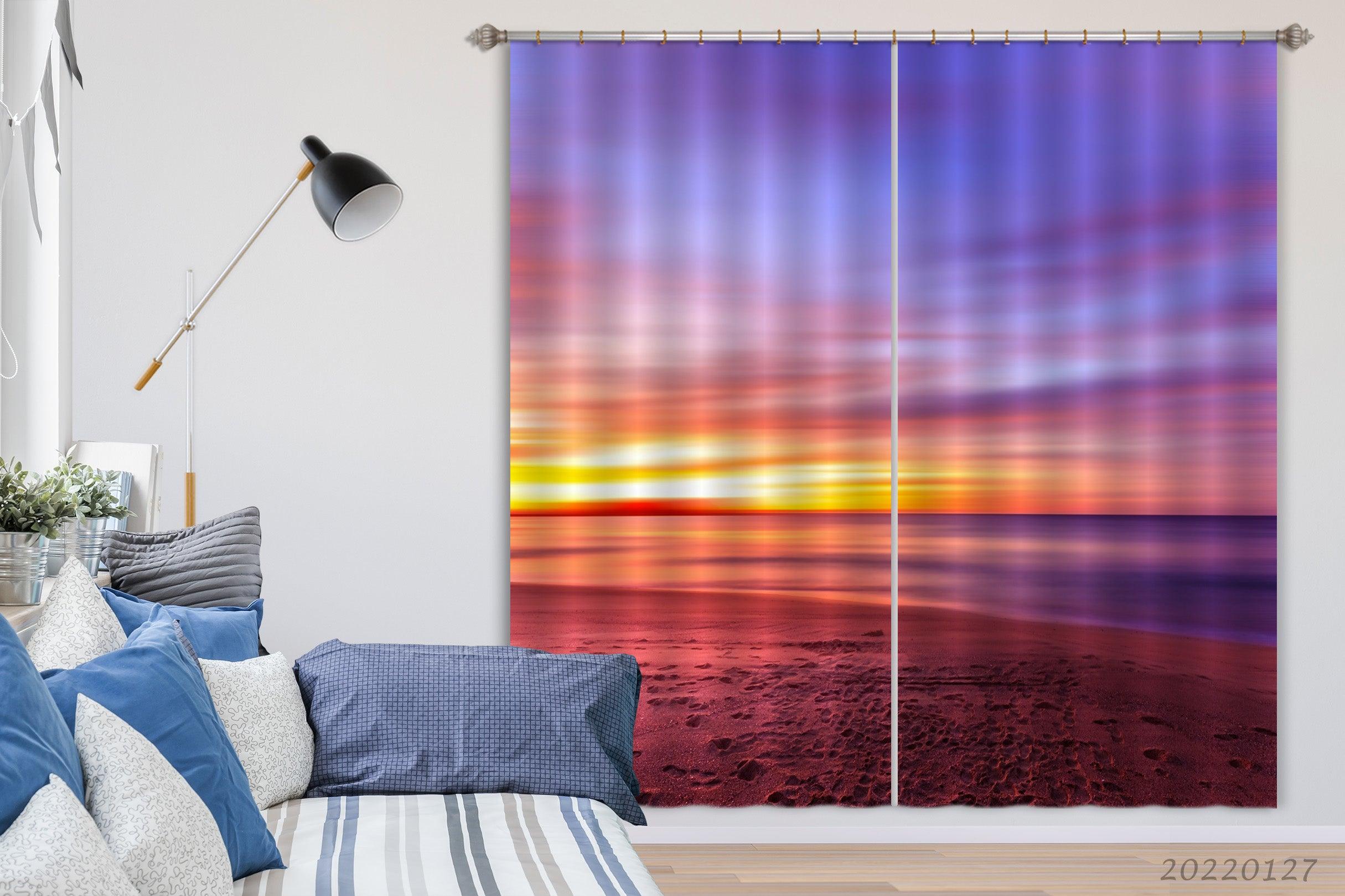 3D Beach Colorful Sky Sea Surface Curtains and Drapes GD 1479- Jess Art Decoration