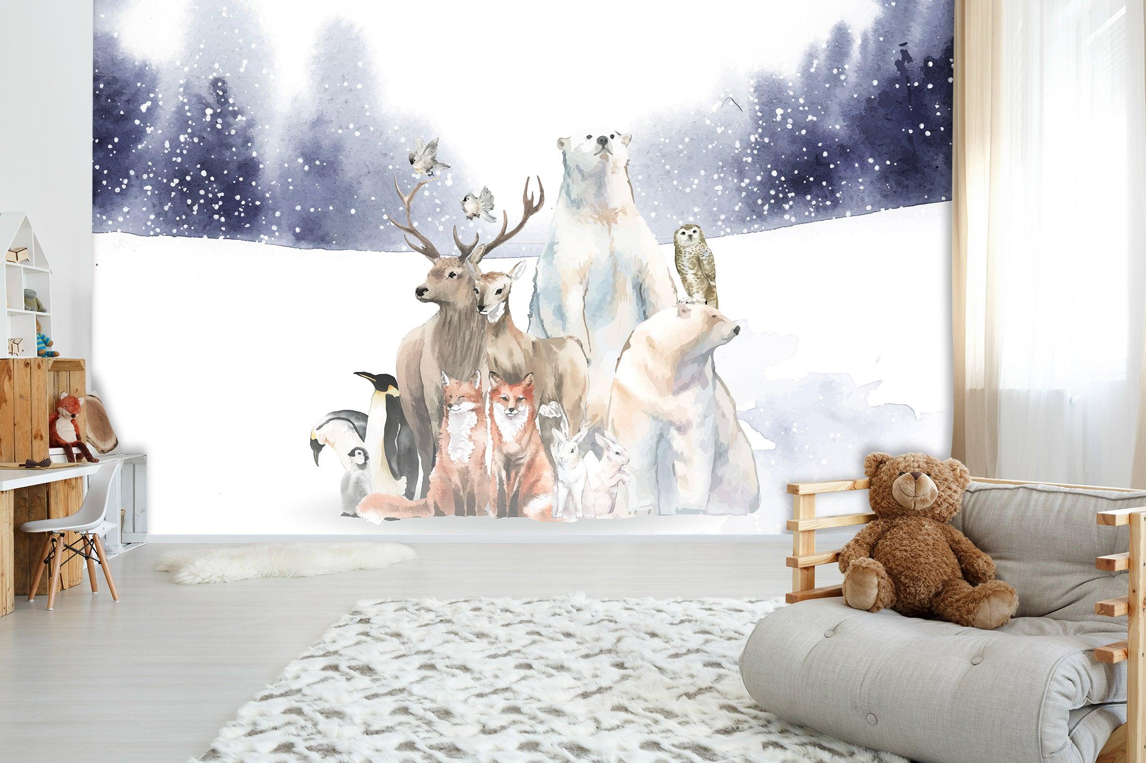 3D Winter Snow Forest Elk Wall Mural Wallpaper 41- Jess Art Decoration
