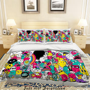 3D Graffiti Colorful Monster Quilt Cover Set Bedding Set Duvet Cover Pillowcases LXL 67- Jess Art Decoration