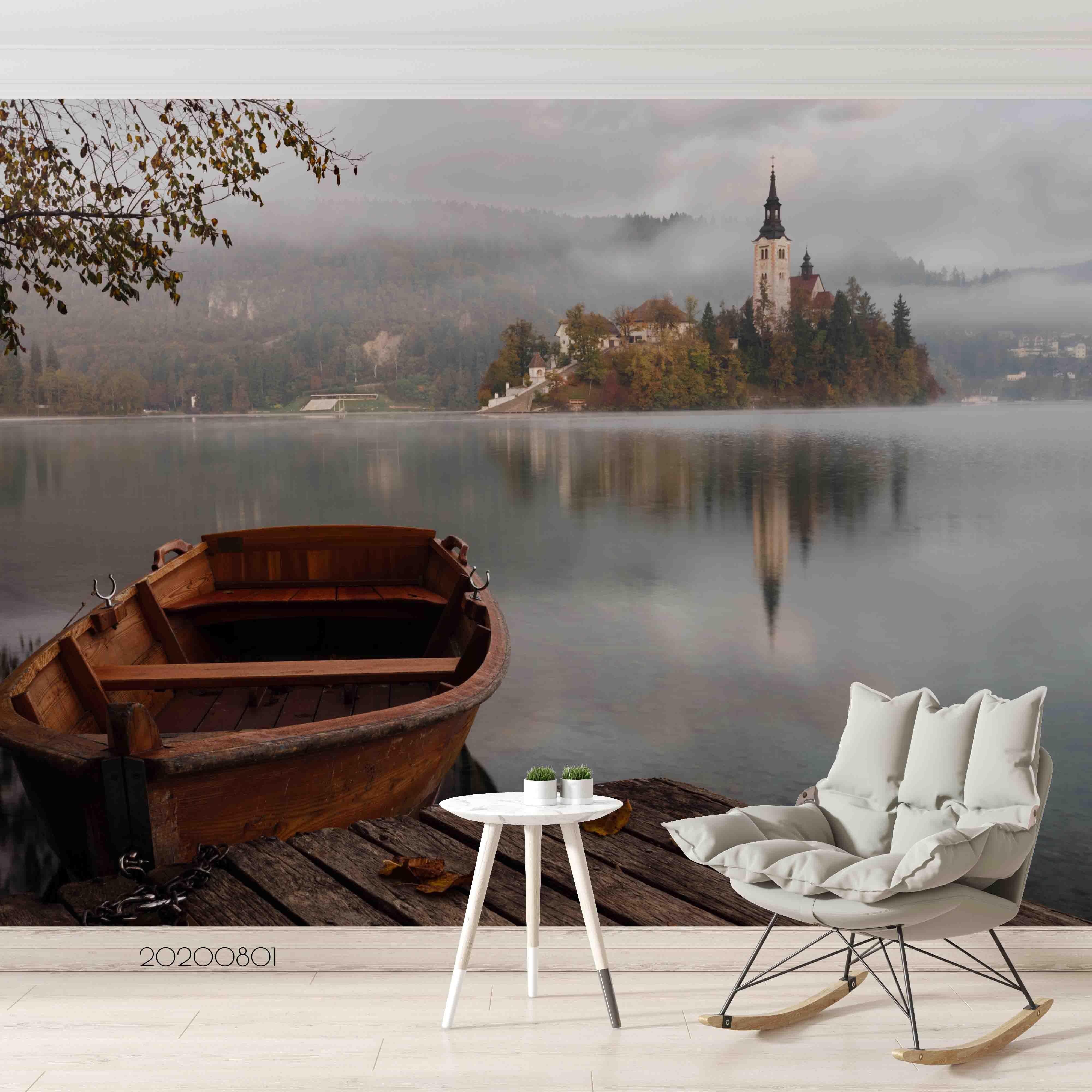 3D Lake Tower Scenery Wall Mural Wallpaper LXL 848- Jess Art Decoration