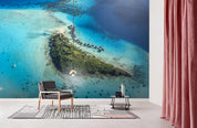 3D Blue Sea  Green Island Wall Mural Wallpaper  43- Jess Art Decoration