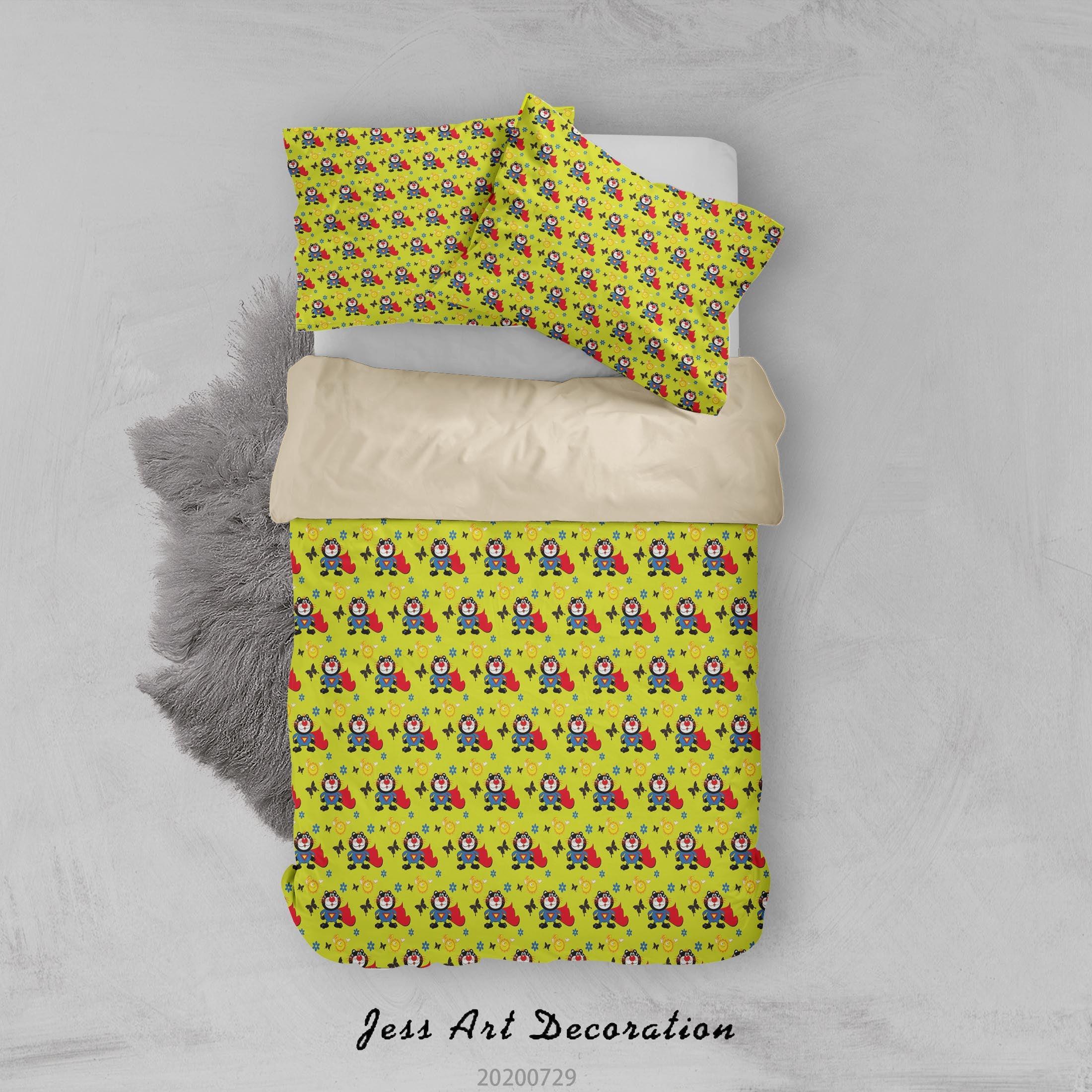 3D Cartoon Yellow Super Bear Quilt Cover Set Bedding Set Duvet Cover Pillowcases LXL 159- Jess Art Decoration