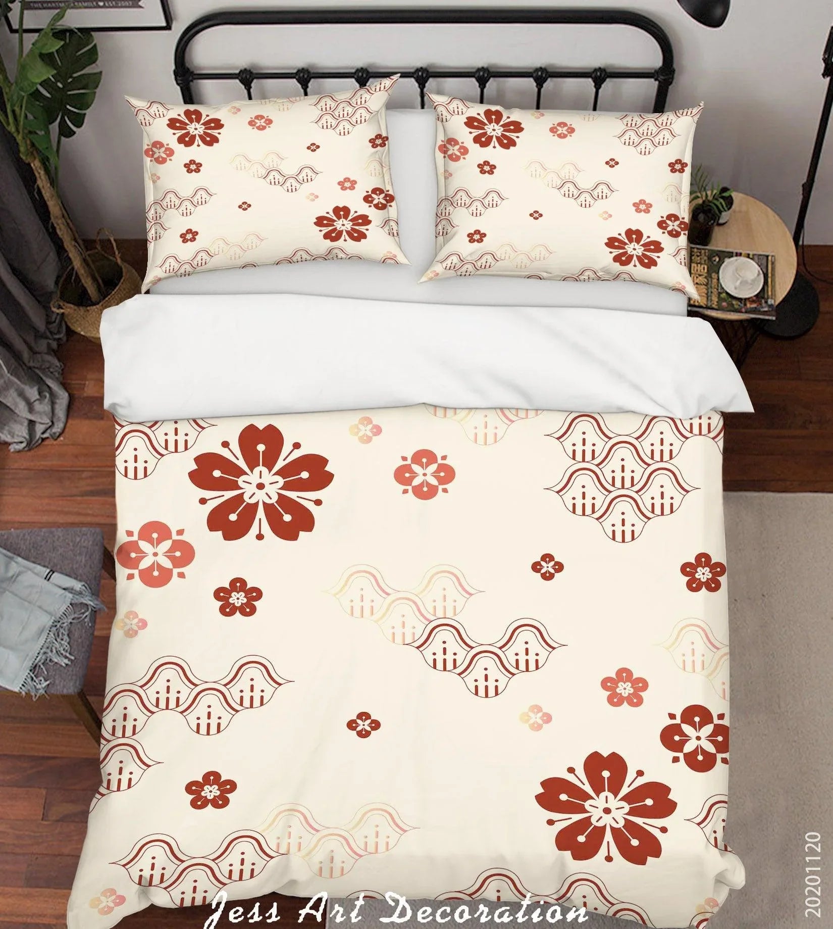 3D Hand Drawn Red Floral Quilt Cover Set Bedding Set Duvet Cover Pillowcases LXL- Jess Art Decoration