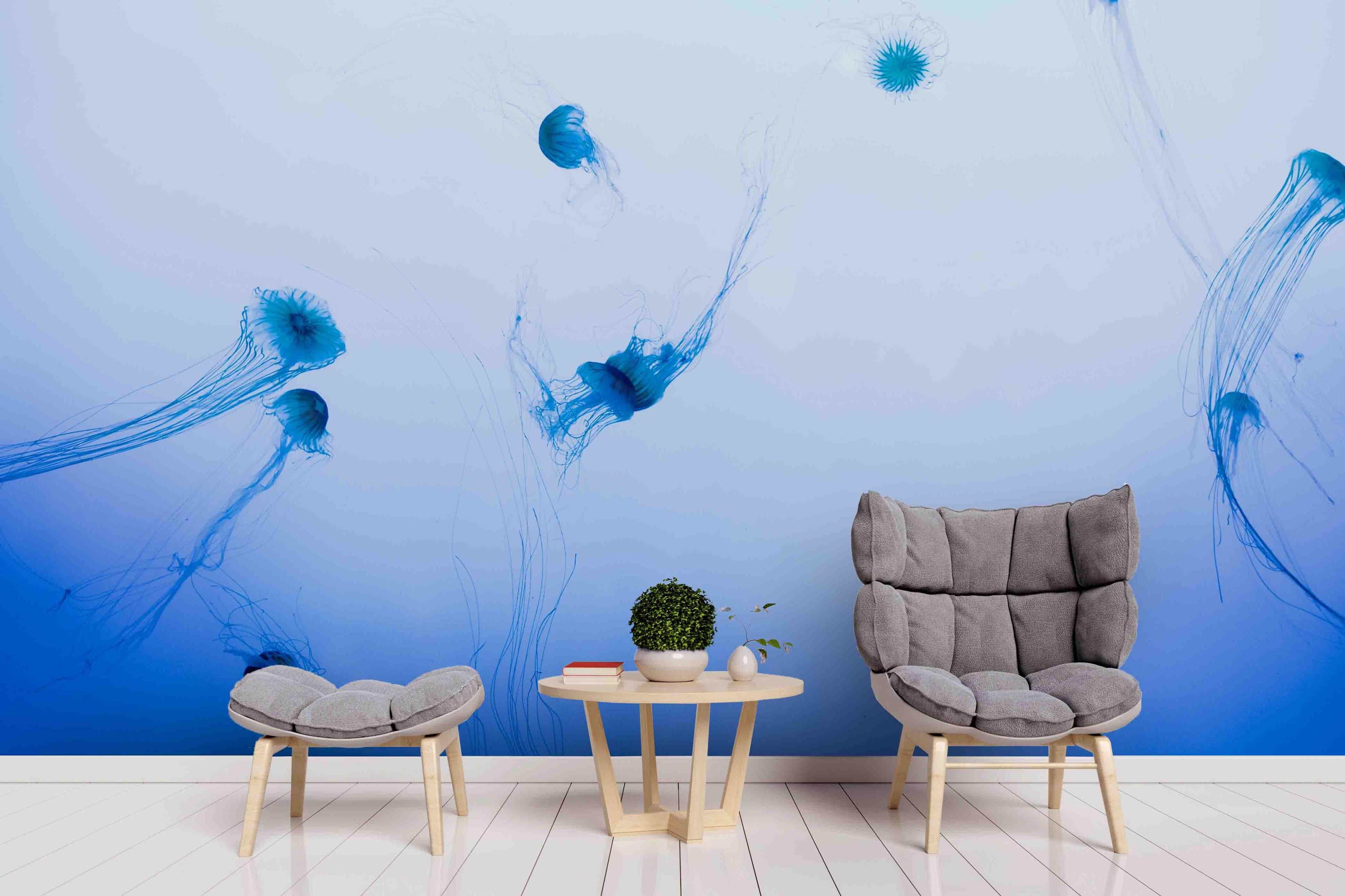 3D Blue Sea Jellyfish Wall Mural Wallpa 19- Jess Art Decoration