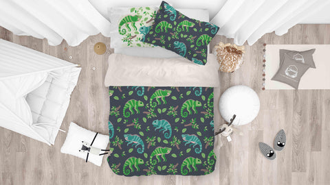 3D Cartoon Lizard Leaf Quilt Cover Set Bedding Set Pillowcases 101- Jess Art Decoration