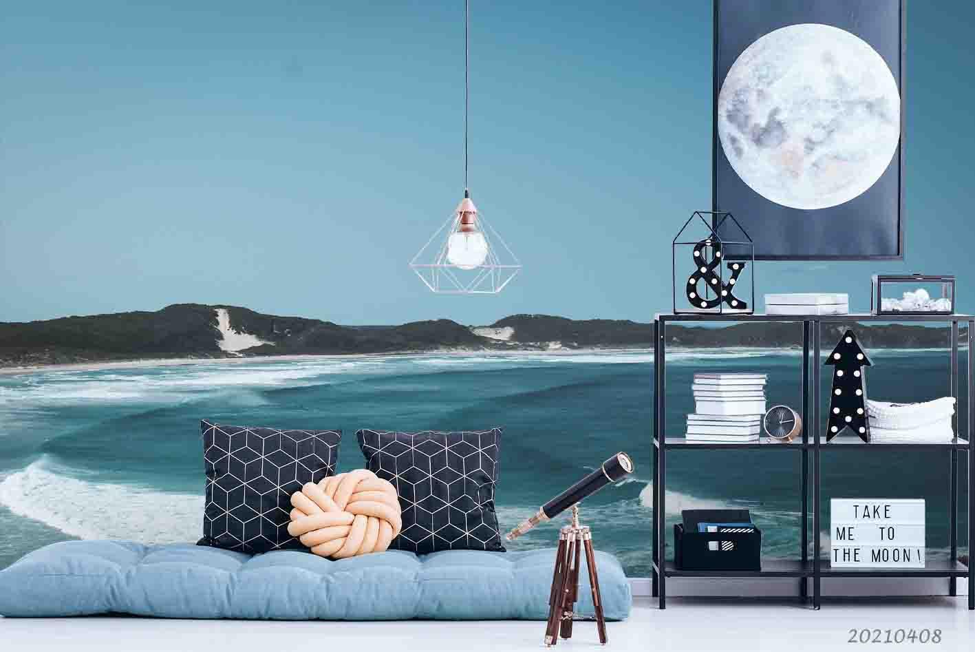 3D Mountain Sea Beach Wall Mural Wallpaper LQH 31- Jess Art Decoration