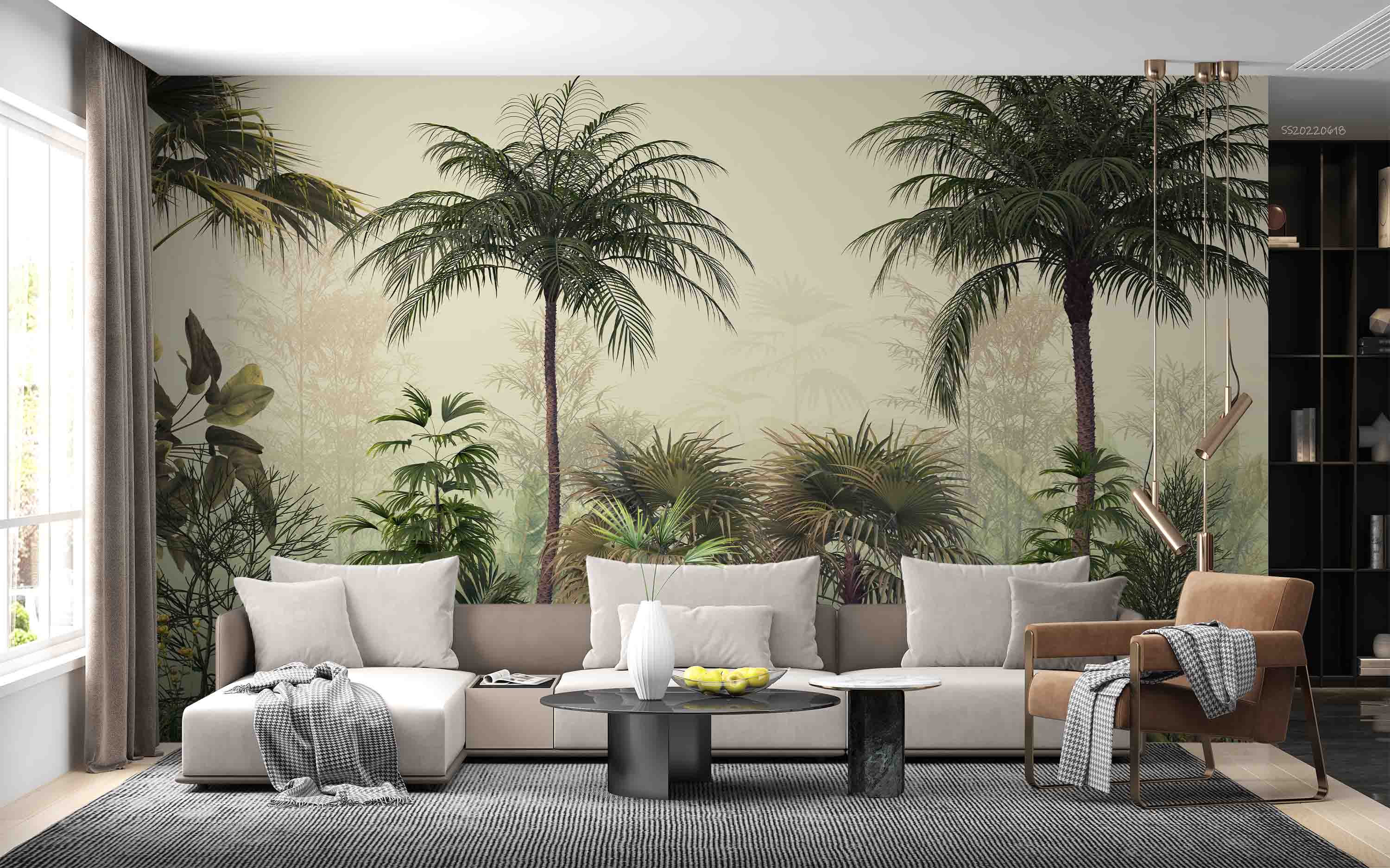 3D Tropical Jungle Plant Palm Tree Leaves Wall Mural Wallpaper GD 798- Jess Art Decoration